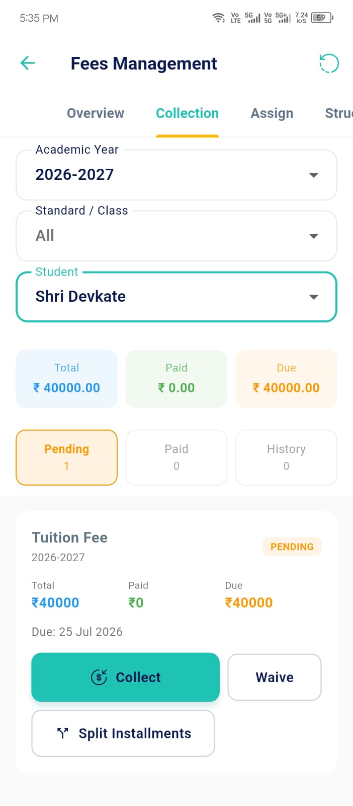 Fee Dashboard