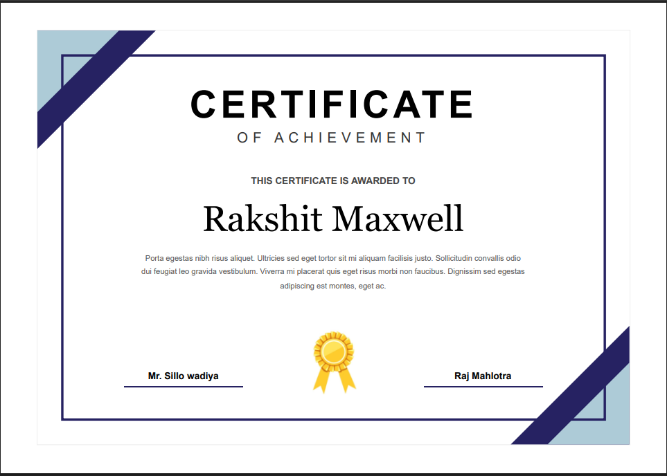 Merit Certificate